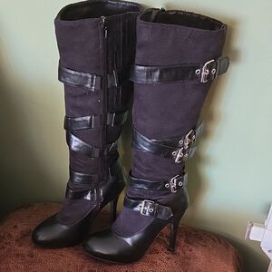 Elegant Black Buckle Heeled Boots Great To Just Wear Or Use For Pirate Outfit